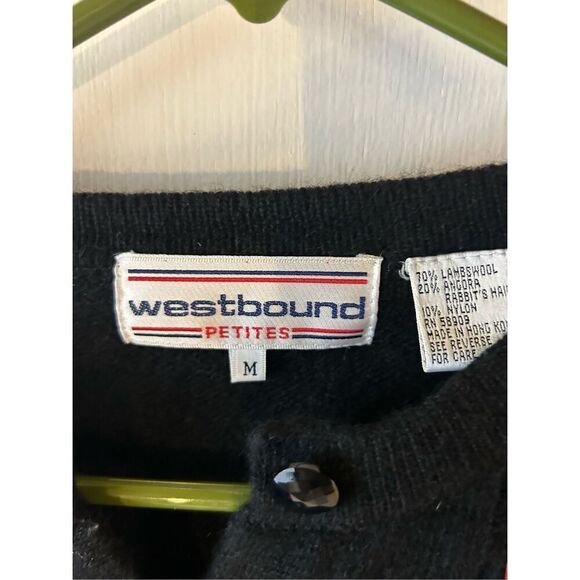 Westbound M petites sweater Christmas black 3D ornaments lambs wool blend rn#589 - Picture 4 of 8